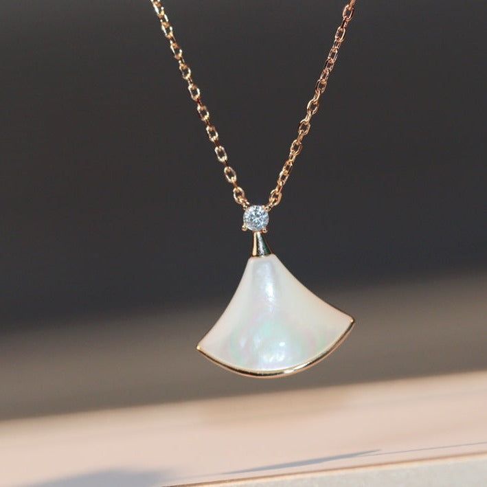 [WZQ]DREAM NECKLACE WHITE MOP PINK GOLD 1 DIAMOND