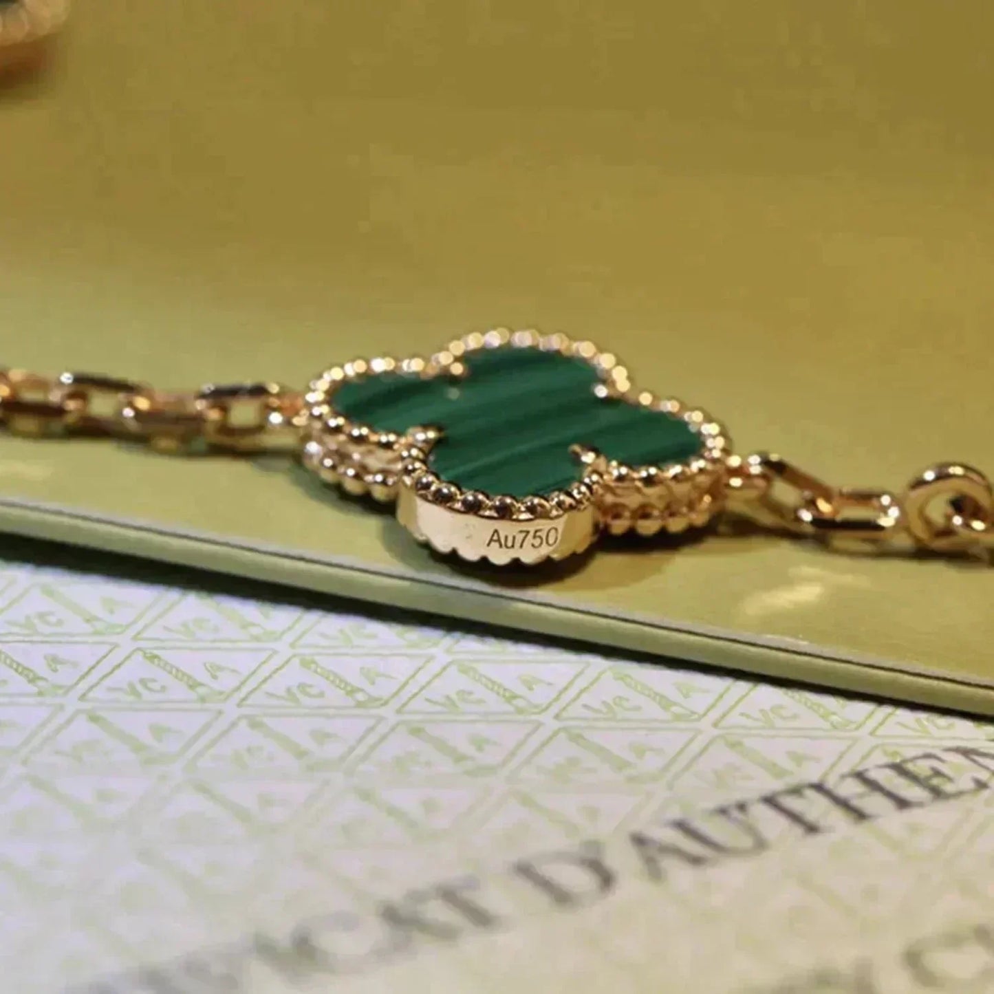 [WZQ]CLOVER 5 MOTIFS MALACHITE BRACELET