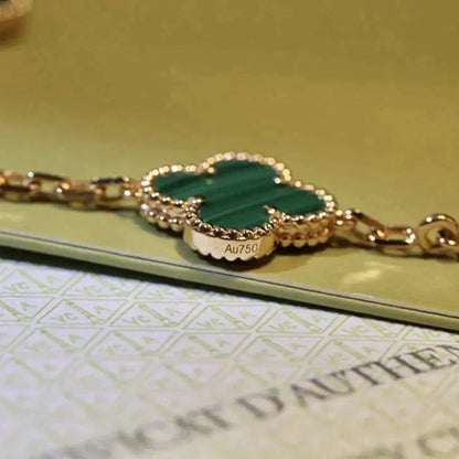 [WZQ]CLOVER 5 MOTIFS MALACHITE BRACELET
