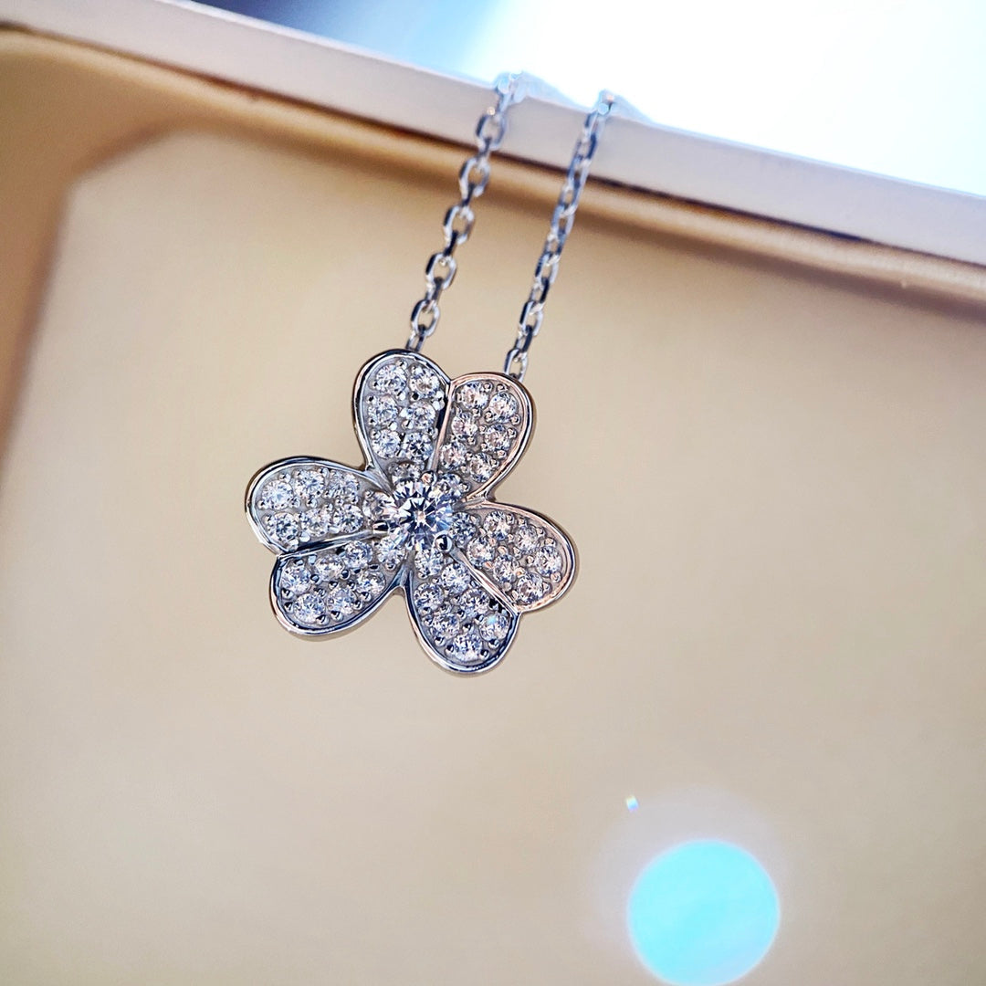 [WZQ]CLOVER DIAMOND NECKLACE SILVER