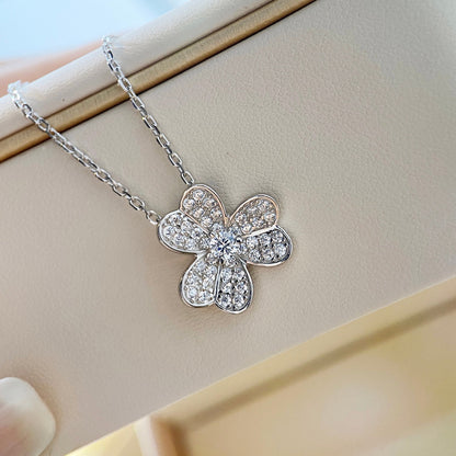 [WZQ]CLOVER DIAMOND NECKLACE SILVER