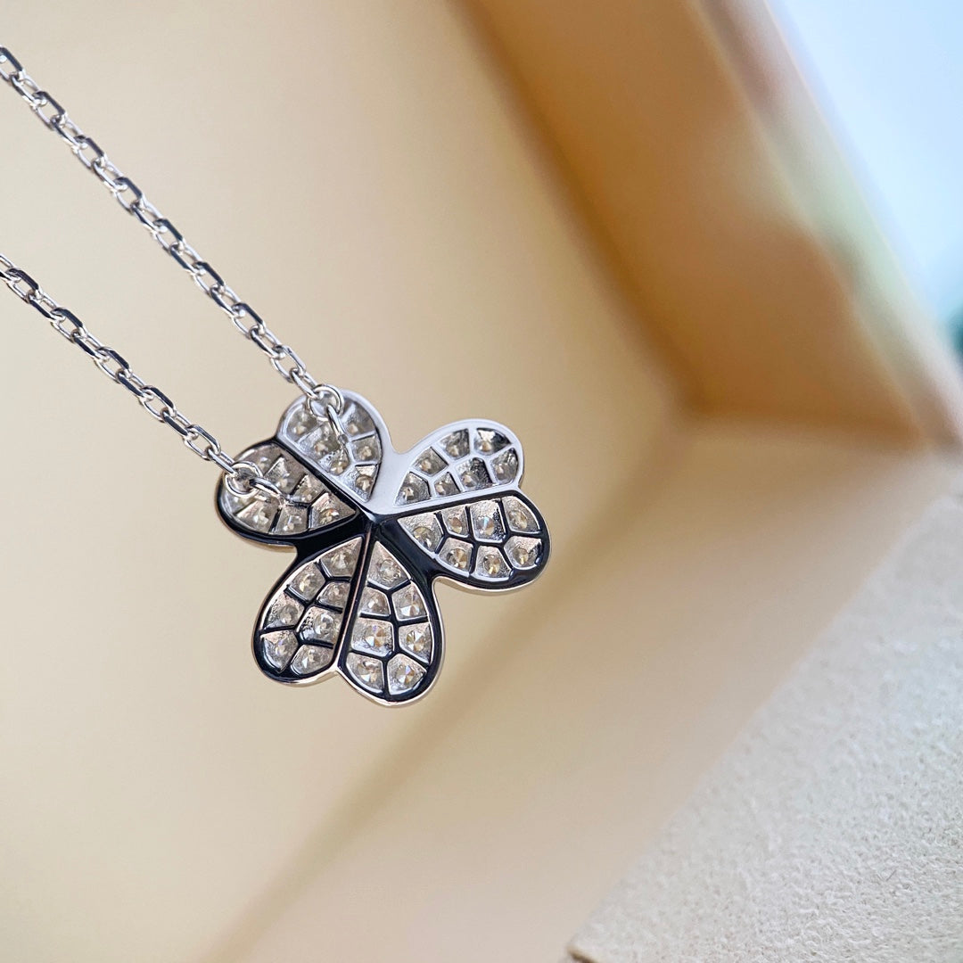 [WZQ]CLOVER DIAMOND NECKLACE SILVER