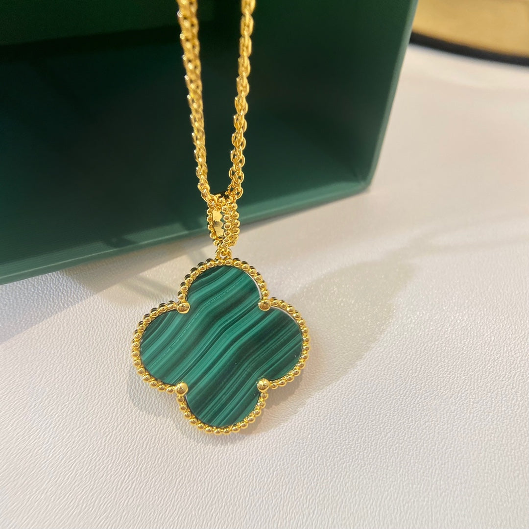 [WZQ]CLOVER 25MM MALACHITE GOLD NECKLACE
