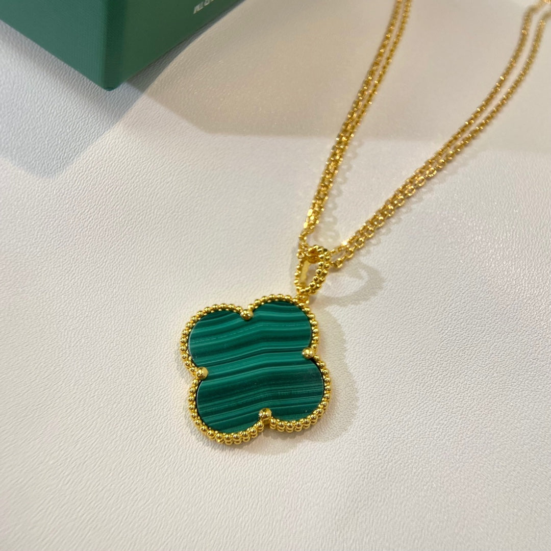 [WZQ]CLOVER 25MM MALACHITE GOLD NECKLACE
