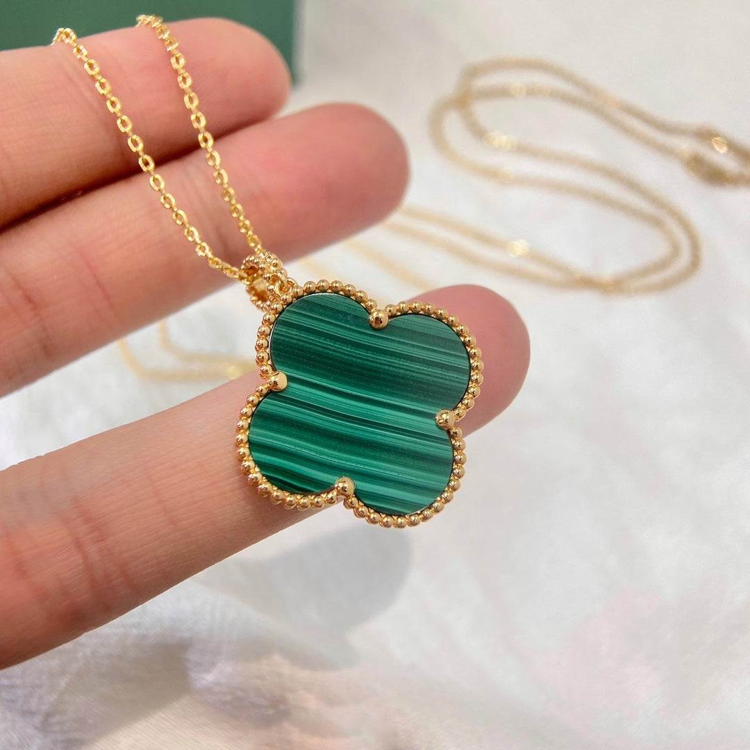 [WZQ]CLOVER 25MM MALACHITE GOLD NECKLACE