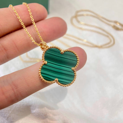 [WZQ]CLOVER 25MM MALACHITE GOLD NECKLACE