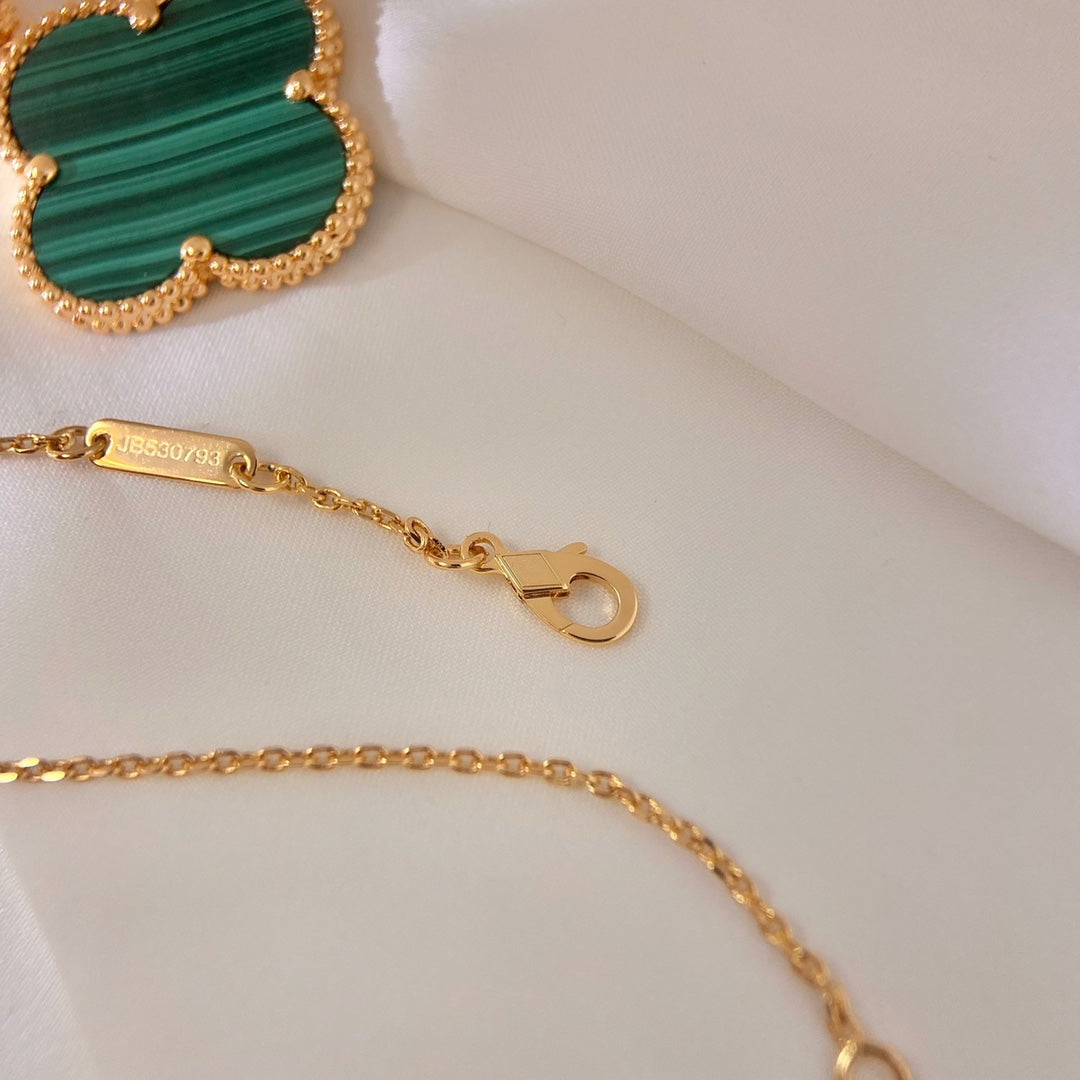 [WZQ]CLOVER 25MM MALACHITE GOLD NECKLACE