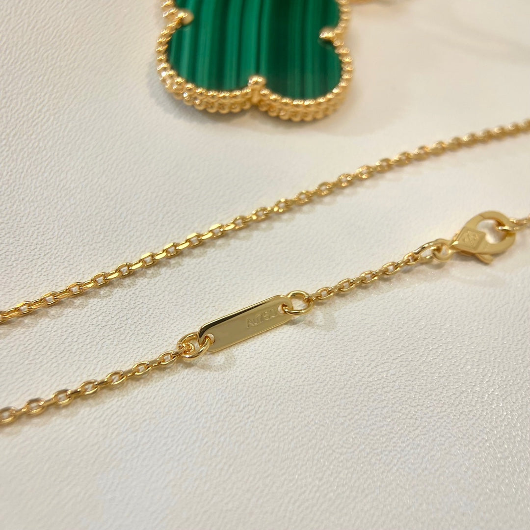 [WZQ]CLOVER 25MM MALACHITE GOLD NECKLACE
