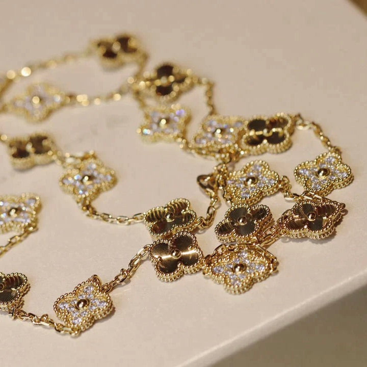 [WZQ]CLOVER 20 MOTIFS LASER DIAMOND NECKLACE