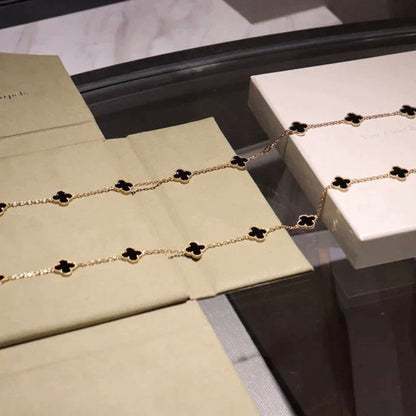 [WZQ]CLOVER 20 MOTIFS ONYX NECKLACE
