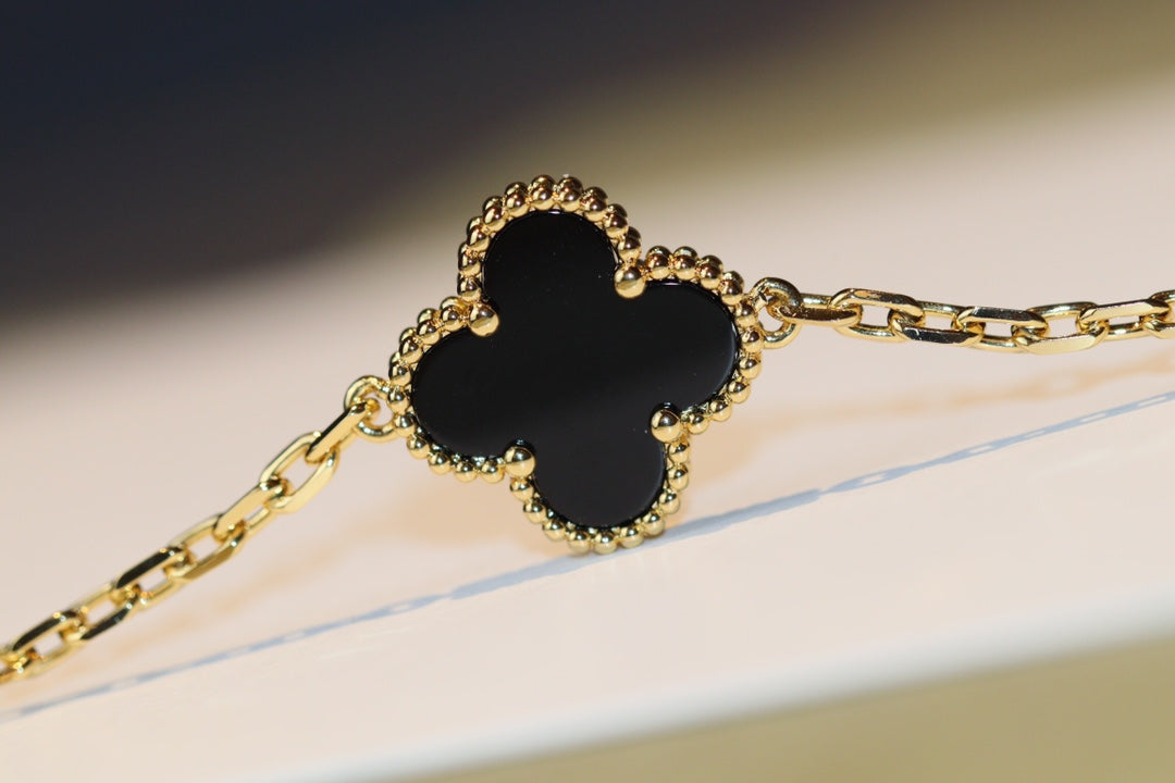 [WZQ]CLOVER 20 MOTIFS ONYX ROSE GOLD