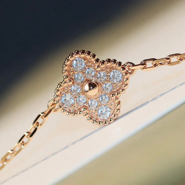 [WZQ]CLOVER 20 MOTIFS DARK MOP DIAMOND  NECKLACE