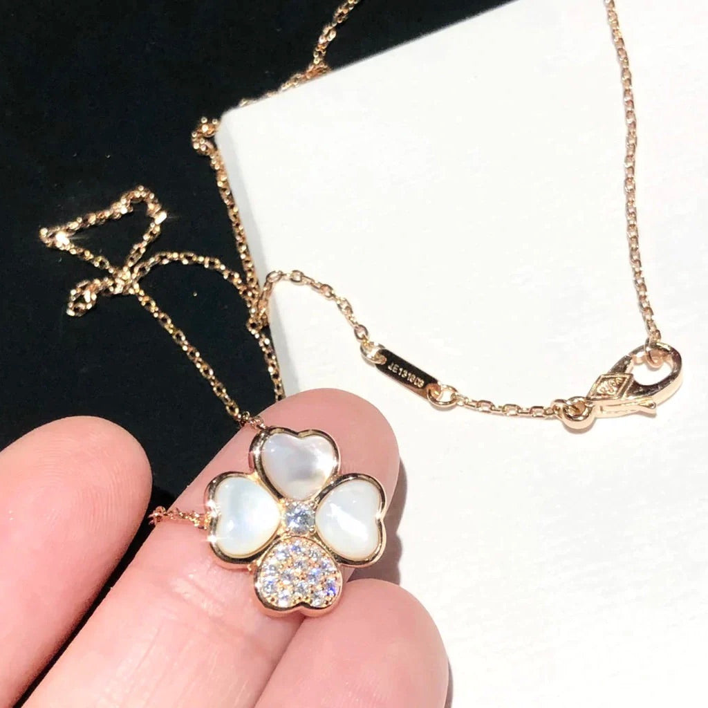 [WZQ]CLOVER MOP DIAMOND ROSE GOLD NECKLACE