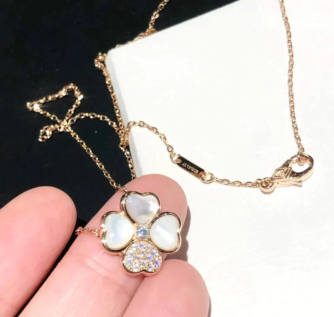 [WZQ]CLOVER MOP DIAMOND ROSE GOLD NECKLACE