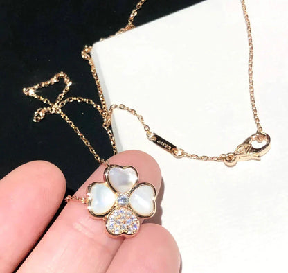 [WZQ]CLOVER MOP DIAMOND ROSE GOLD NECKLACE