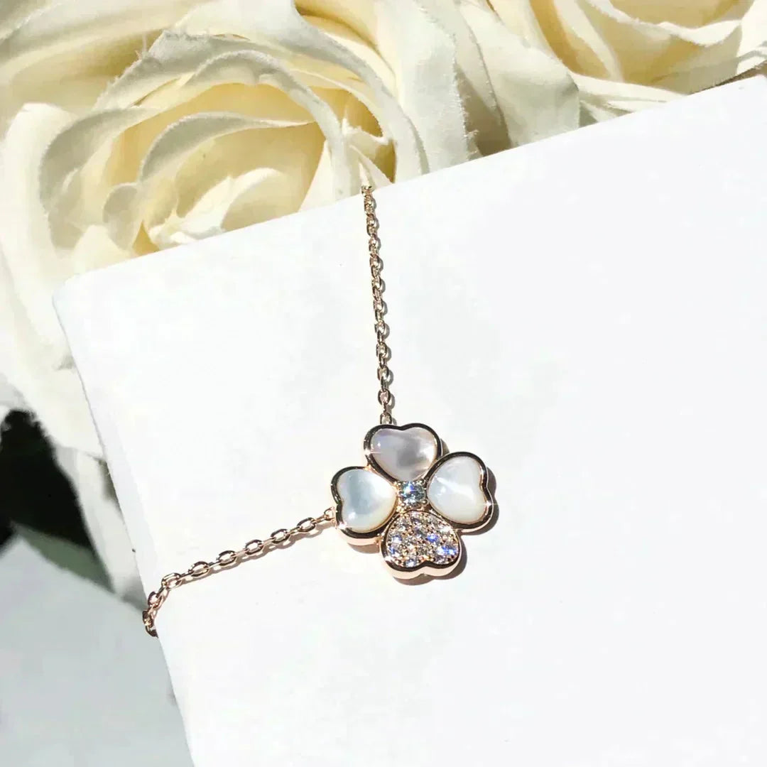 [WZQ]CLOVER MOP DIAMOND ROSE GOLD NECKLACE