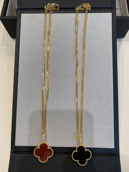 [WZQ]CLOVER 25MM NECKLACE GOLD CARNELIAN