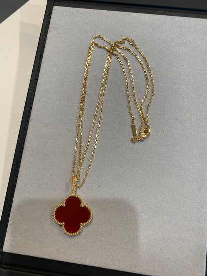 [WZQ]CLOVER 25MM NECKLACE GOLD CARNELIAN