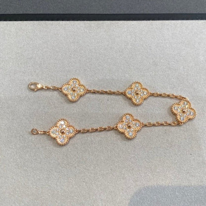 [WZQ]CLOVER 5 MOTIFS  FULL DIAMOND BRACELET