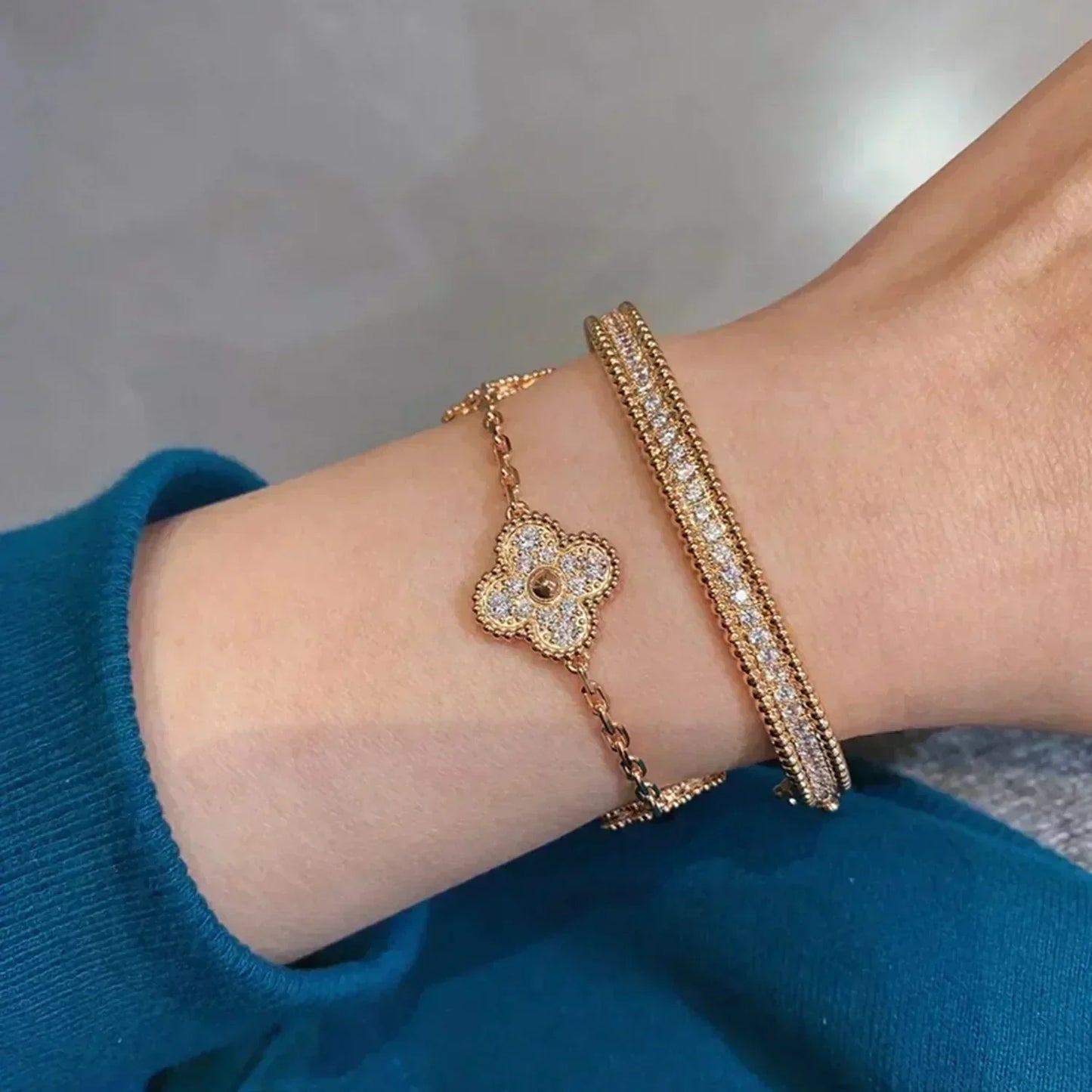 [WZQ]CLOVER 5 MOTIFS  FULL DIAMOND BRACELET