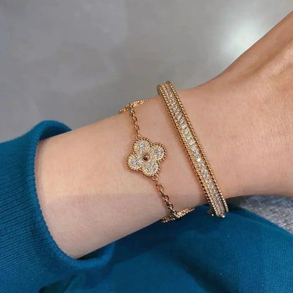 [WZQ]CLOVER 5 MOTIFS  FULL DIAMOND BRACELET