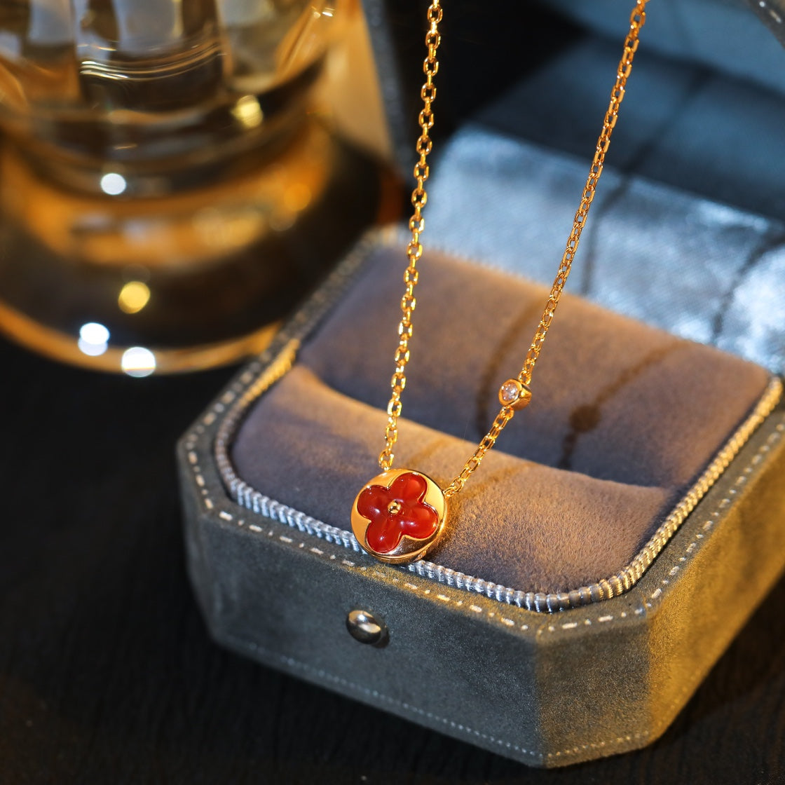 [WZQ]SUN PEDANT PINK GOLD 1 DIAMOND NECKLACE