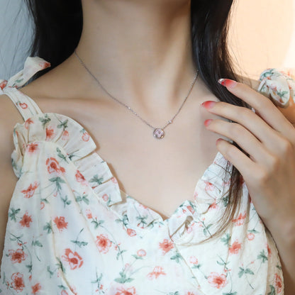 [WZQ]SUN PEDANT PINK GOLD 1 DIAMOND NECKLACE