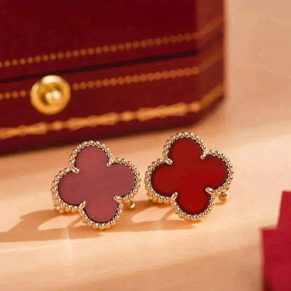 [WZQ]CLOVER MEDIUM 1 MOTIFS CARNELIAN  EARRINGS