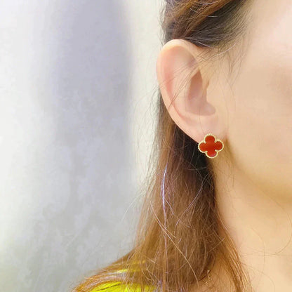 [WZQ]CLOVER MEDIUM 1 MOTIFS CARNELIAN  EARRINGS