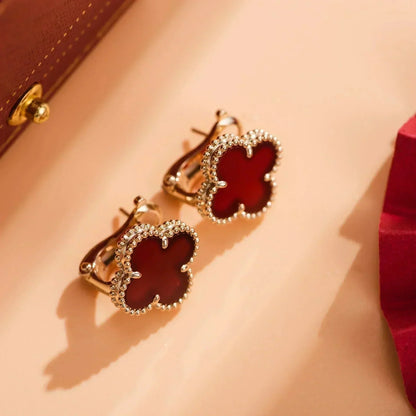 [WZQ]CLOVER MEDIUM 1 MOTIFS CARNELIAN  EARRINGS