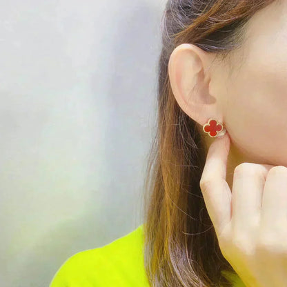 [WZQ]CLOVER MEDIUM 1 MOTIFS CARNELIAN  EARRINGS