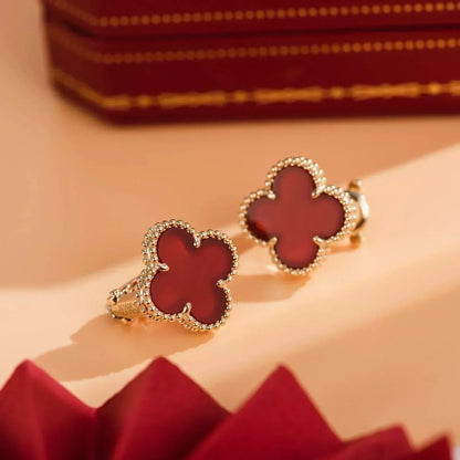 [WZQ]CLOVER MEDIUM 1 MOTIFS CARNELIAN  EARRINGS
