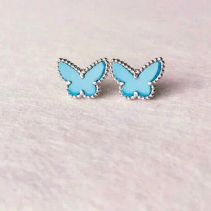 [WZQ]BUTTERFLY TURQUOISE EARRINGS SILVER
