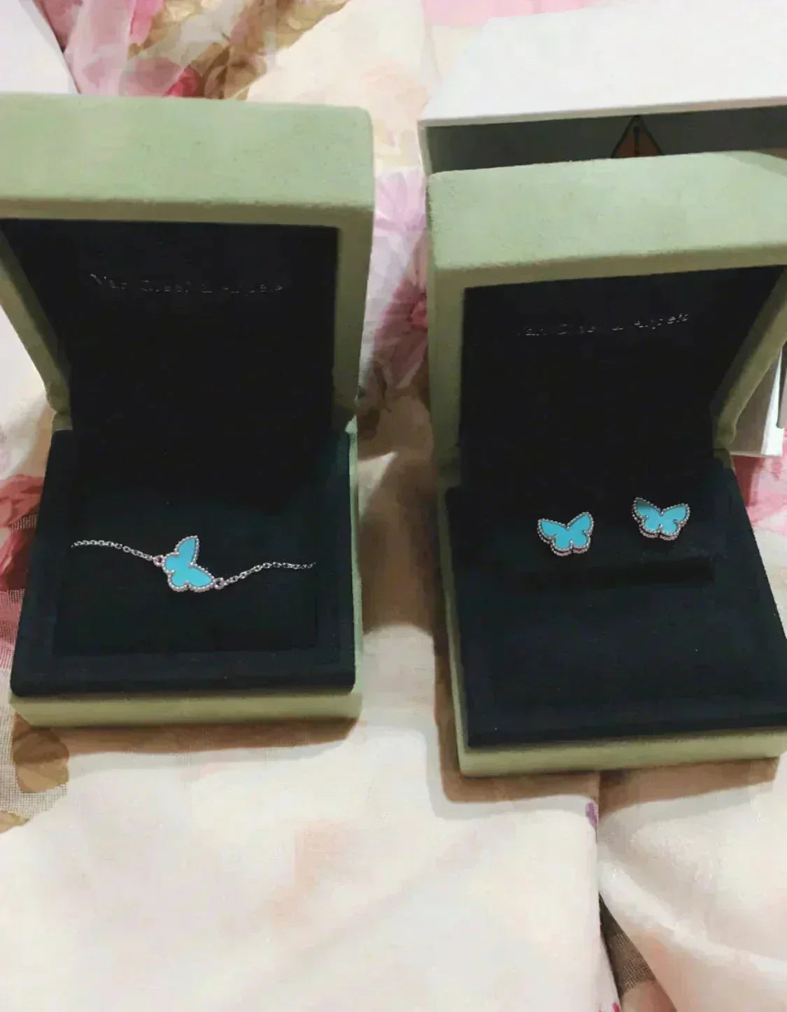 [WZQ]BUTTERFLY TURQUOISE EARRINGS SILVER