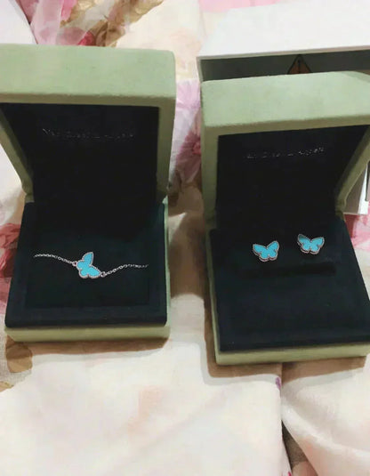 [WZQ]BUTTERFLY TURQUOISE EARRINGS SILVER