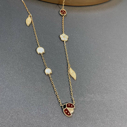 [WZQ]LUCKY SPRING 15 MOTIFS GOLD NECKLACE