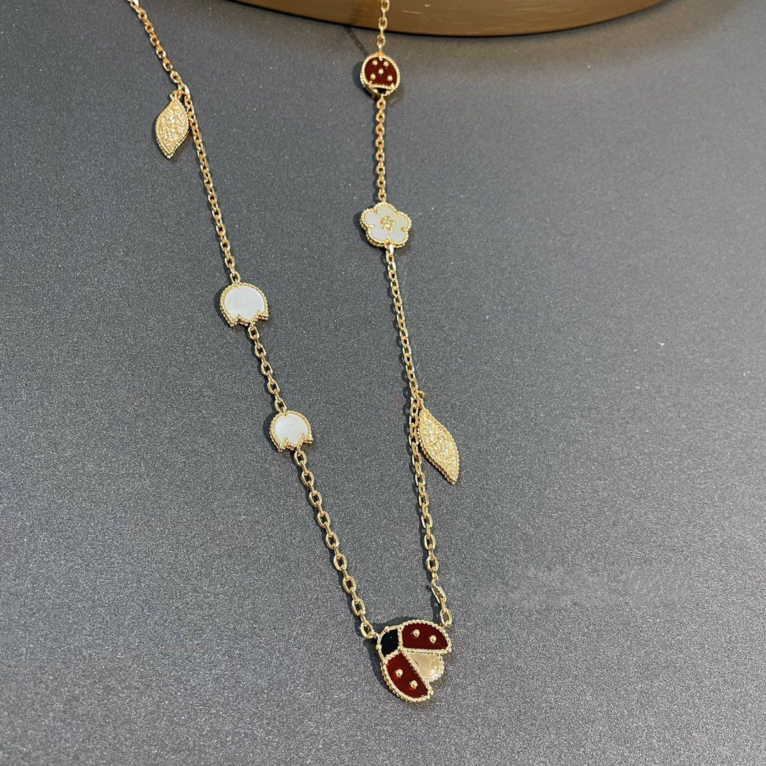 [WZQ]LUCKY SPRING 15 MOTIFS GOLD NECKLACE