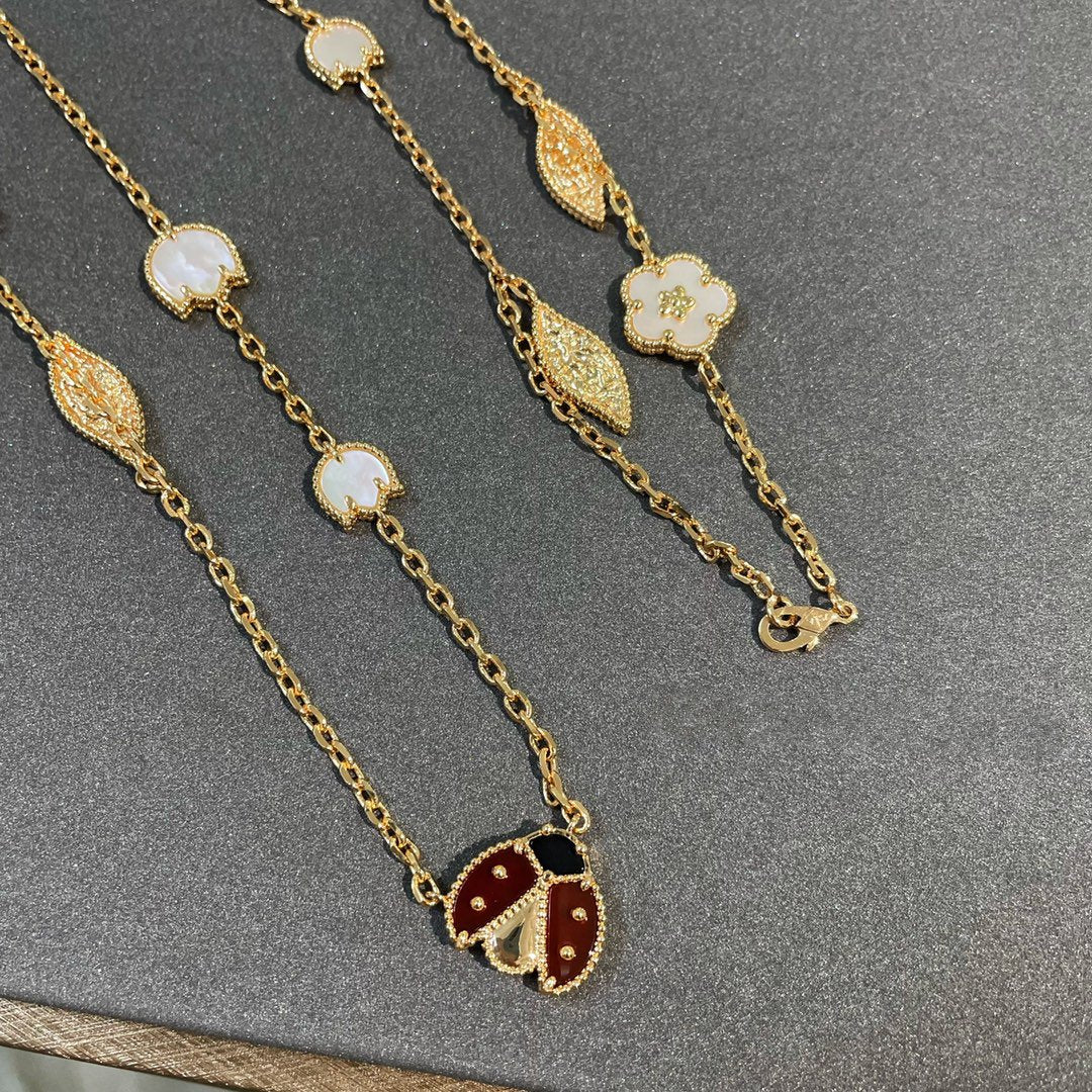 [WZQ]LUCKY SPRING 15 MOTIFS GOLD NECKLACE