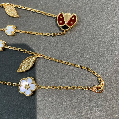 [WZQ]LUCKY SPRING 15 MOTIFS GOLD NECKLACE