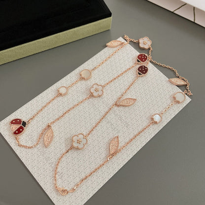[WZQ]LUCKY SPRING 15 MOTIFS ROSE GOLD NECKLACE