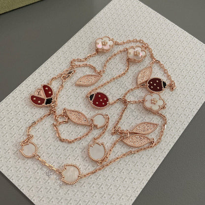 [WZQ]LUCKY SPRING 15 MOTIFS ROSE GOLD NECKLACE