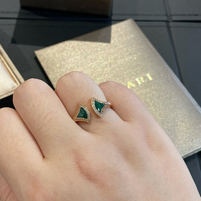 [WZQ]DREAM MALACHITE DIAMOND OPEN RING