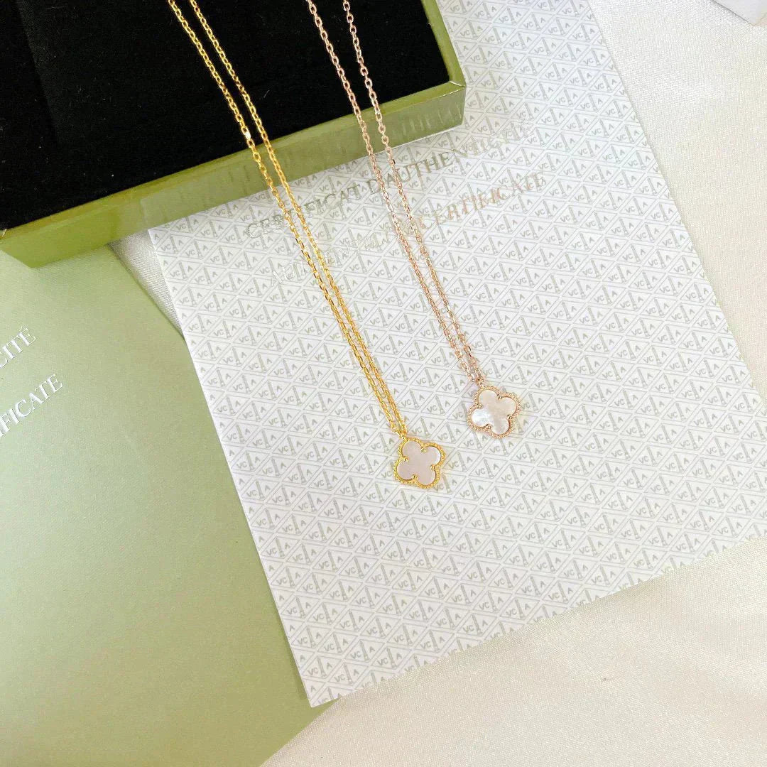 [WZQ]CLOVER MINI 9.5MM WHITE MOTHER-OF-PEARL NECKLACE