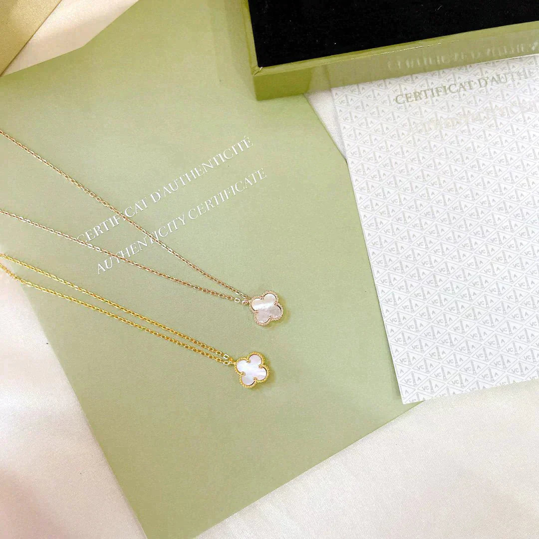 [WZQ]CLOVER MINI 9.5MM WHITE MOTHER-OF-PEARL NECKLACE