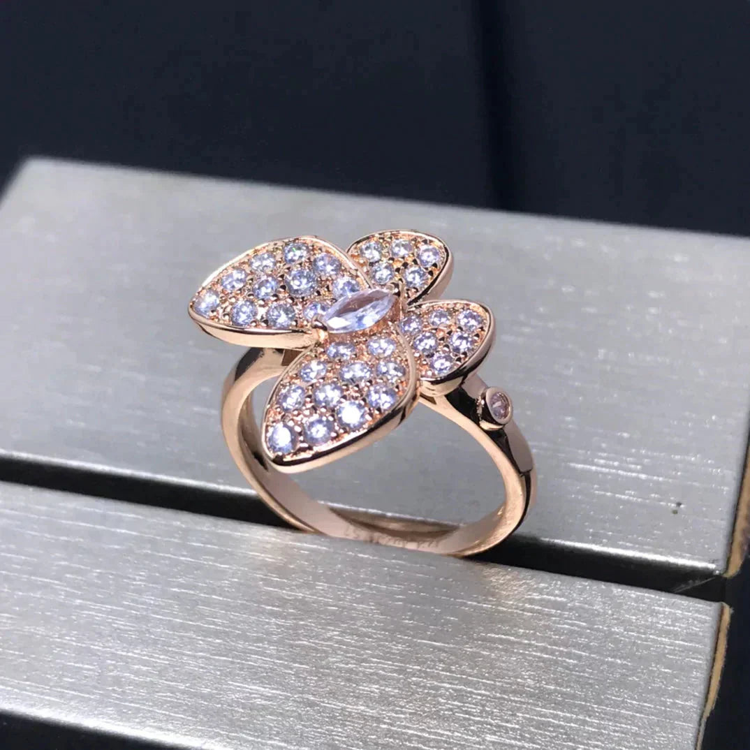 [WZQ]BUTTERFLY PINK GOLD DIAMOND RING