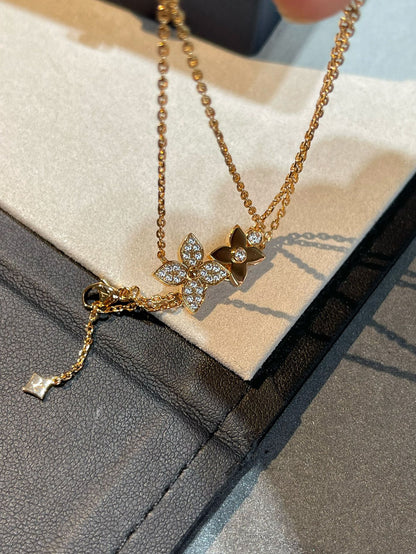[WZQ]STAR BLOSSOM NECKLACE PINK GOLD DIAMONDS