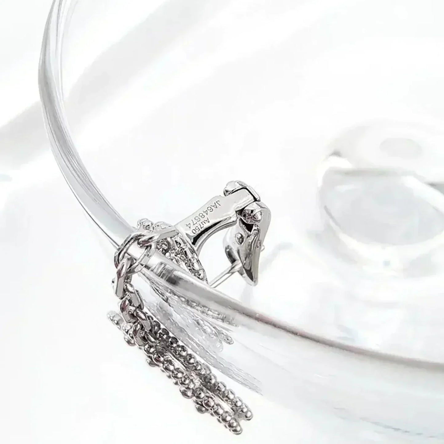 [WZQ]CLOVER 2 MOTIFS  DIAMOND ONYX EARRINGS SILVER