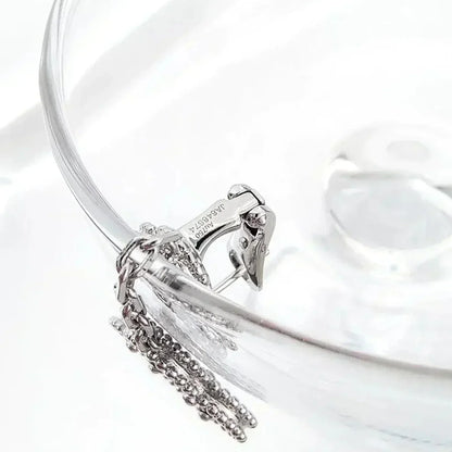 [WZQ]CLOVER 2 MOTIFS  DIAMOND ONYX EARRINGS SILVER