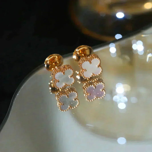 [WZQ]CLOVER MINI 9.5MM WHITE MOP EARRINGS