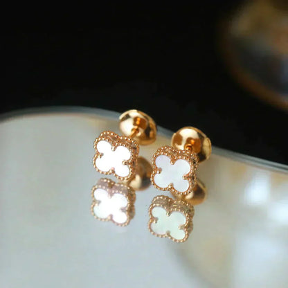 [WZQ]CLOVER MINI 9.5MM WHITE MOP EARRINGS